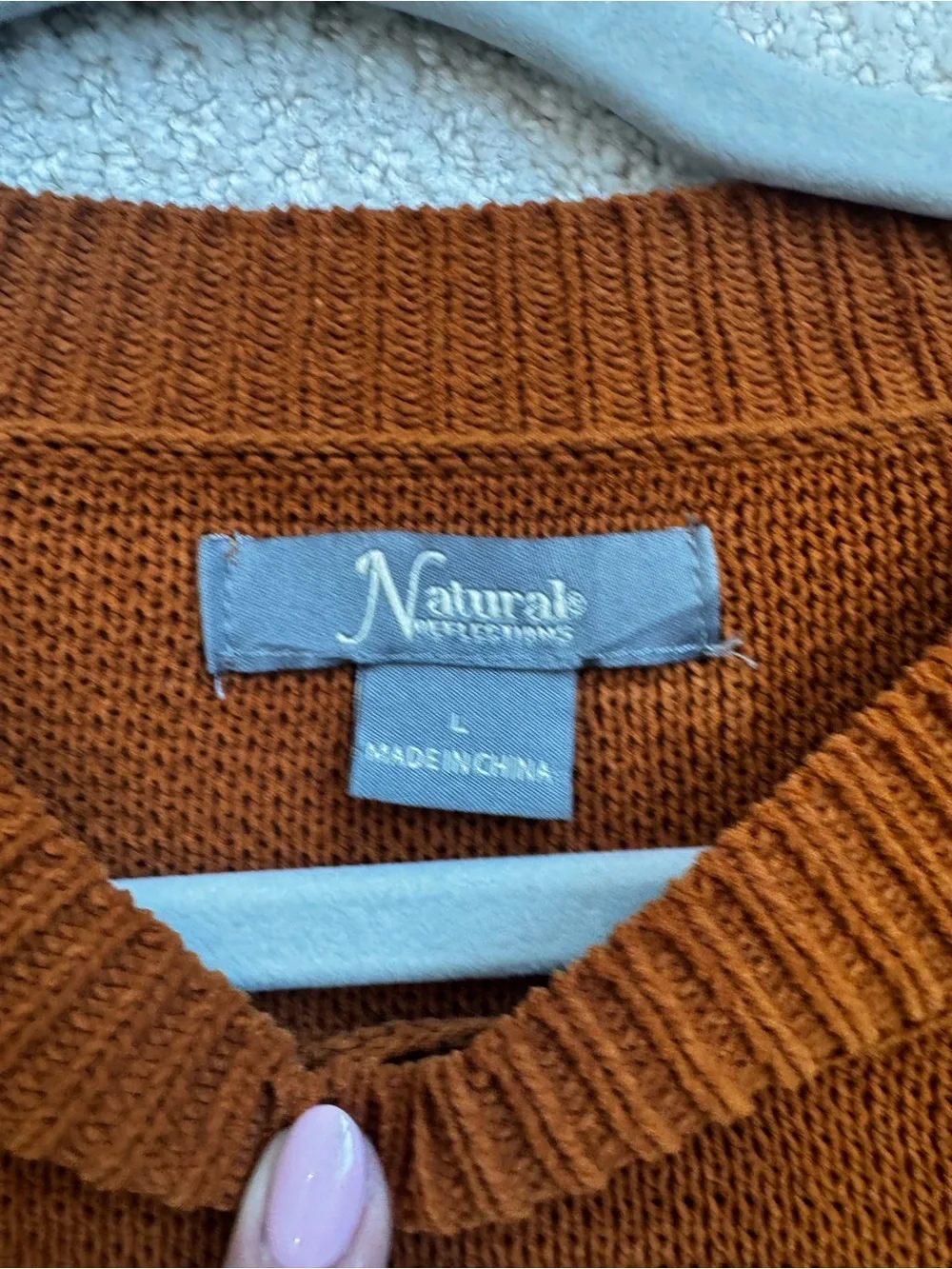 Womens Crewneck Sweater in Rust Brown - Classic Knit